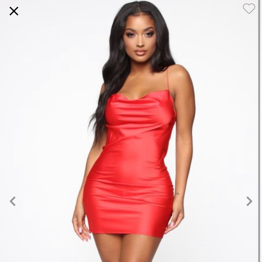 Satin Midi Dress Red Fashion Nova